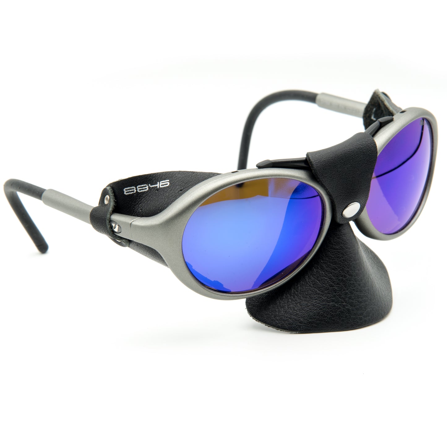 "8846 Altitude" - Profi Bergsteigerbrille mit Büffelleder D116 4 in grau gun, blau verspiegelt