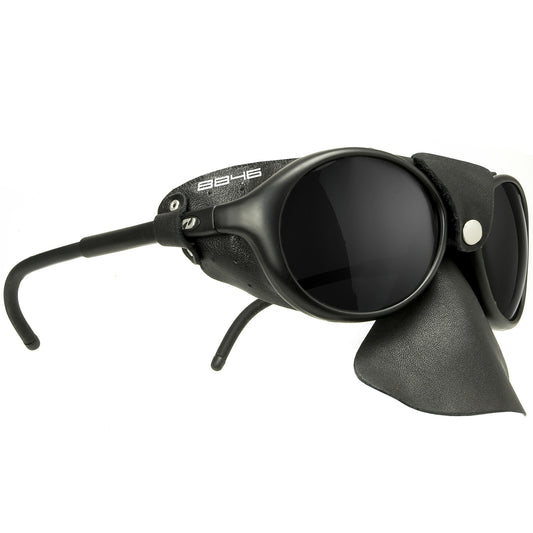 "8846 Altitude" - Profi Bergsteigerbrille mit Büffelleder D116 4 schwarz matt, silber verspiegelt